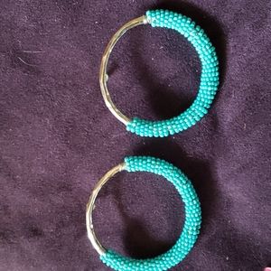 Betsey Johnson Faux Turquoise Beaded Loop Earrings